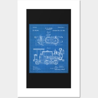 Steam Train Patent - Steam Locomotive Art - Blueprint Posters and Art